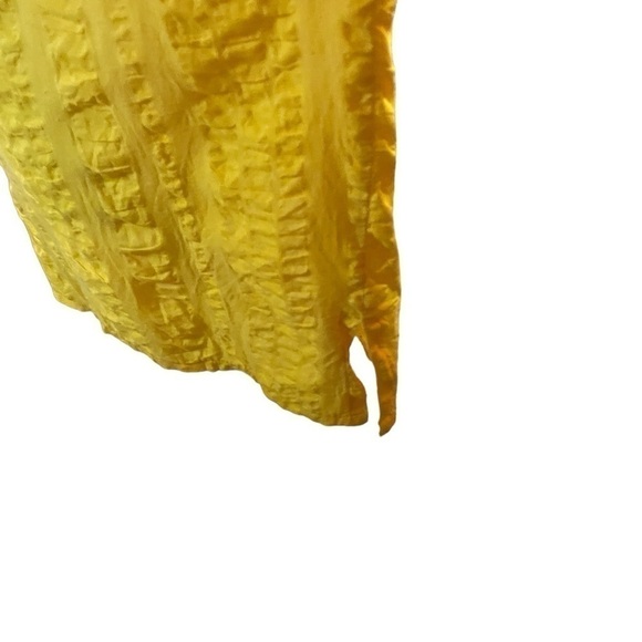 Bright Sunny Yellow Textured Top with Fold over neckline-slits on sides-Size 12 - Picture 7 of 16